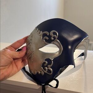 Elegant Blue and Silver Masquerade Mask